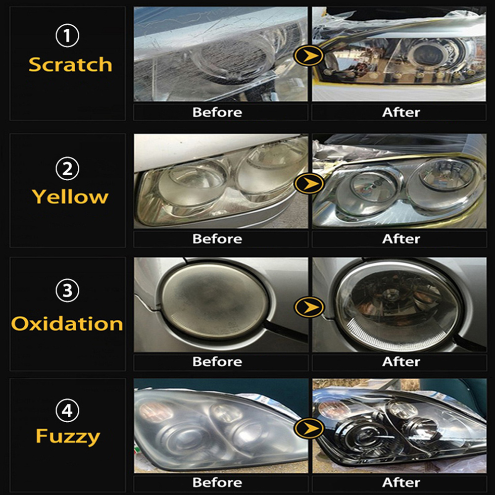 Kits de pulido para restauración de faros de coche, abrillantador químico, reparación de faros, pulidor de lentes, pasta de limpieza, herramienta de restauración