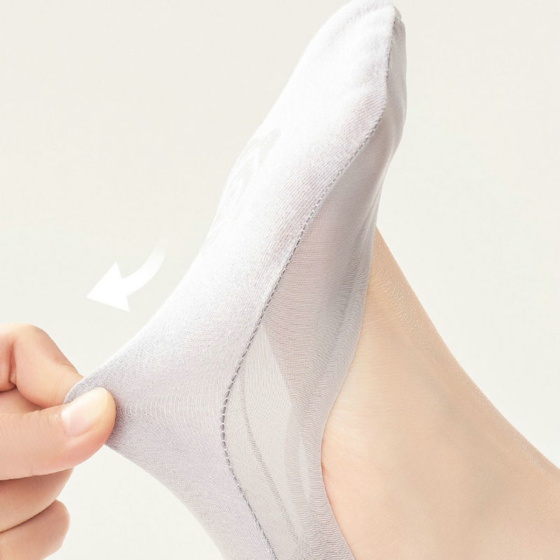 5 Pairs Invisible Boat Socks Women Summer No Trace Silicone Non-Slip Socks for High Heels Shoes Ice Silk Thin Slippers Sock