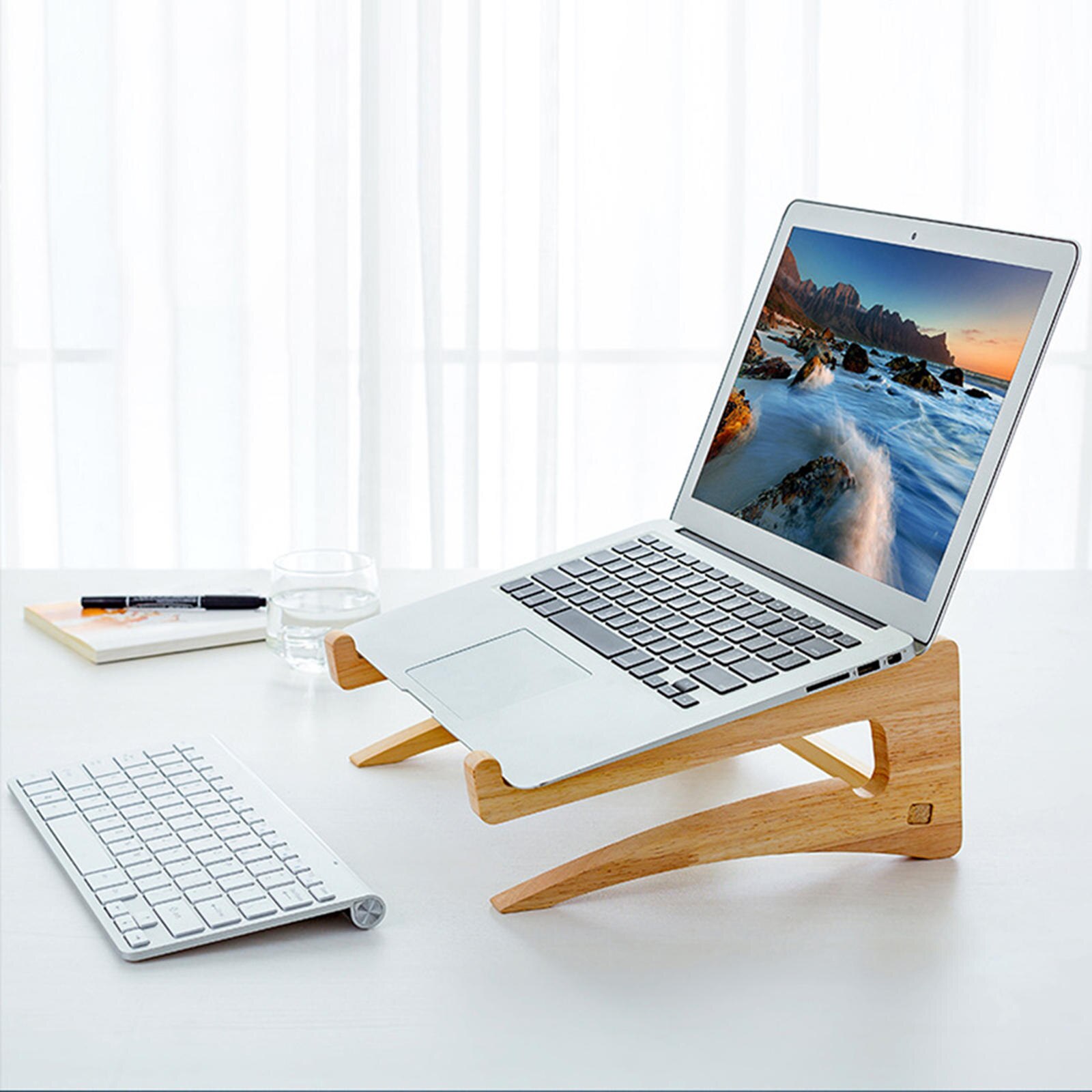 Laptop Stand Elevate Office Supplies Solid Wood Non-Slip Heat Dissipation Cooling Holder for All Laptops Desktop Office Worker