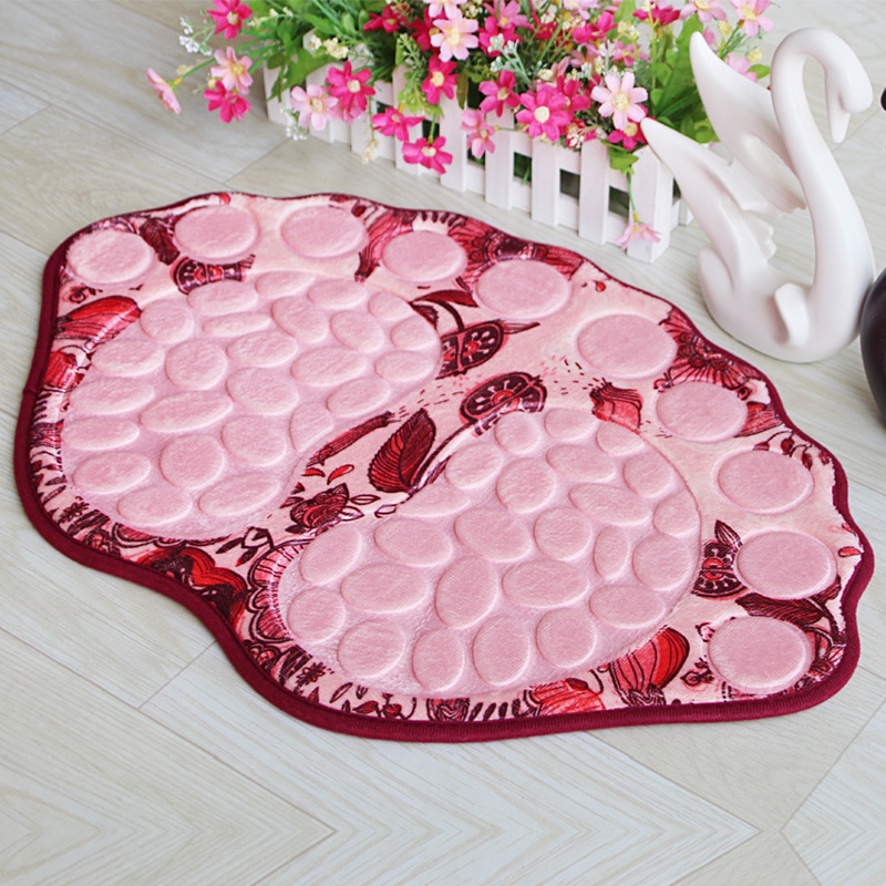 Voeten Vormige Mat Flanel Tapijt Badkamer Mat Antislip 3D Pebble Voetmassage Pads Absorberende Deurmat Wc Tapijten Bad mat Vloer: Color 1