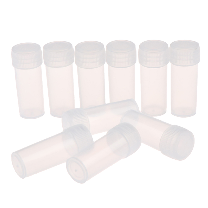 100Pcs 5ML Mini Flat-Bottomed Plastic Clear Test Tubes With Screw Caps Cosmetic Travel Lotion Storage Containers