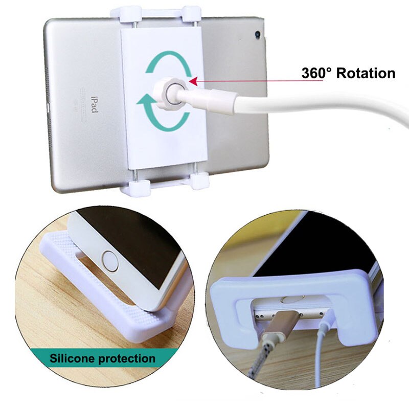 Vmonv 130cm desktop tablet telefon holder justerbar montering til ipad tablet 4 to 12.9 tommer seng tablet pc stativ metal støtte