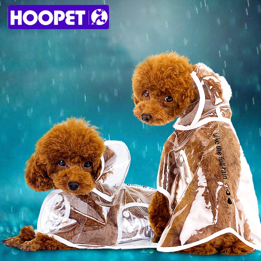 Hoopet Dog Clothes Transparent Raincoat light Clothing Waterproof beautiful Small dog raincoat with hoodies