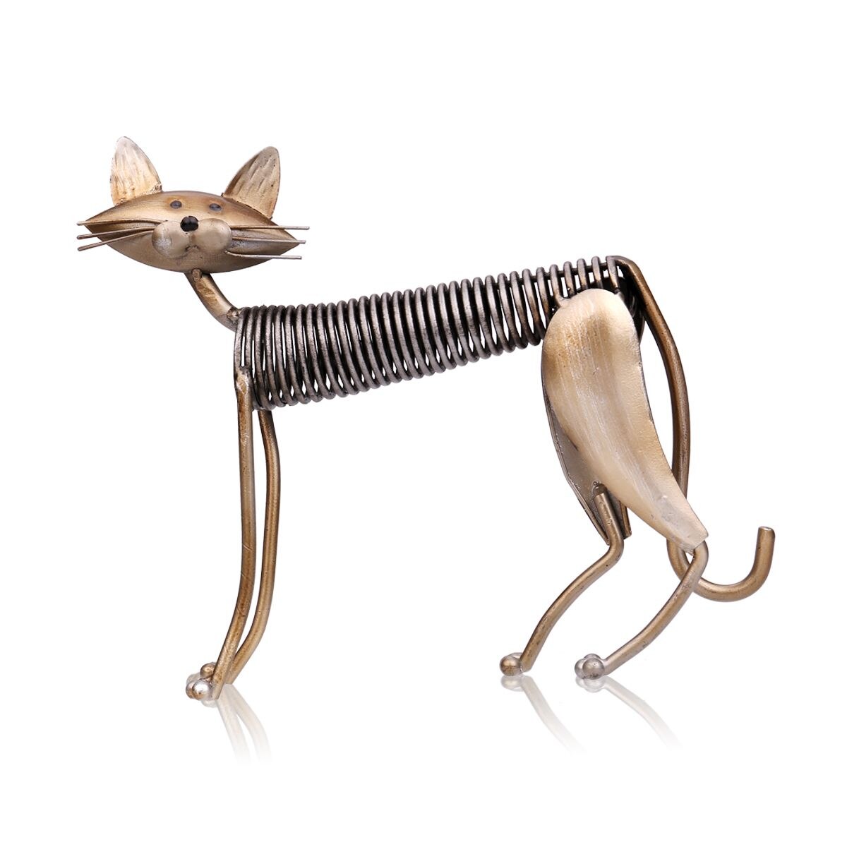 Tooarts metal skulptur jern kunsthåndværk kat metal fjeder lavet kat håndværk crafting hjem stue kontor dekoration ornament: Stående kat