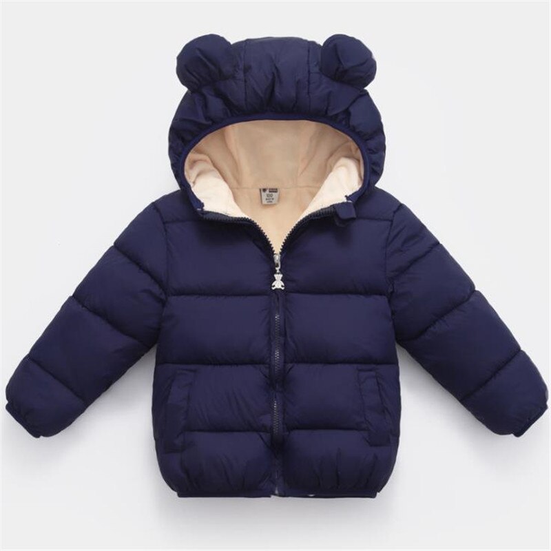 Thick Baby Snowsuit Hooded Winter Coat Cotton Baby Snow Wear 5 Color Solid Kids Snowsuit for Boys and Girls: Color 2 / 100cm