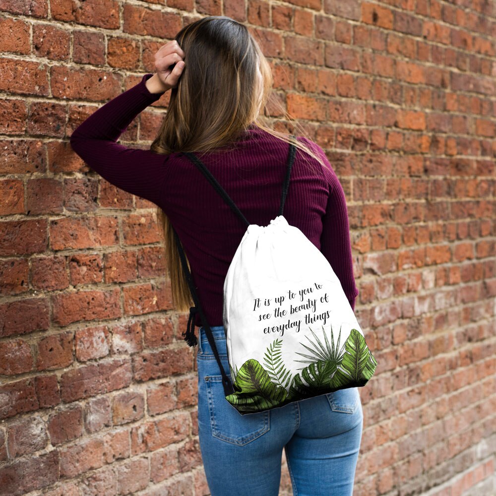 Who care-Bolso para zapatos de tela para la escuela, bolsa de gimnasio con cordón, impresión 3D, cadena de almacenamiento para niños