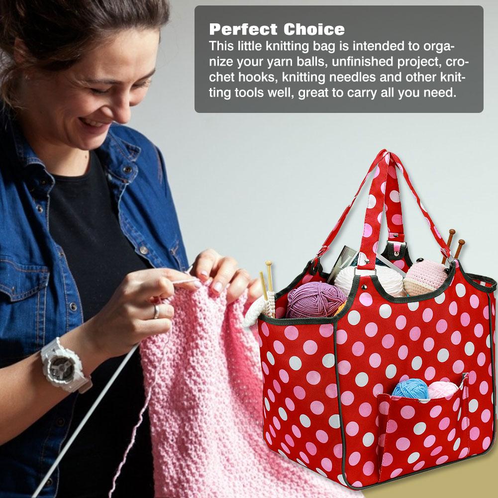 Knitting Bag Portable Handcrafted Yarn Storage Tote Yarn Needles Organizer Supplies Beautifully Handcrafted Easy To Carry
