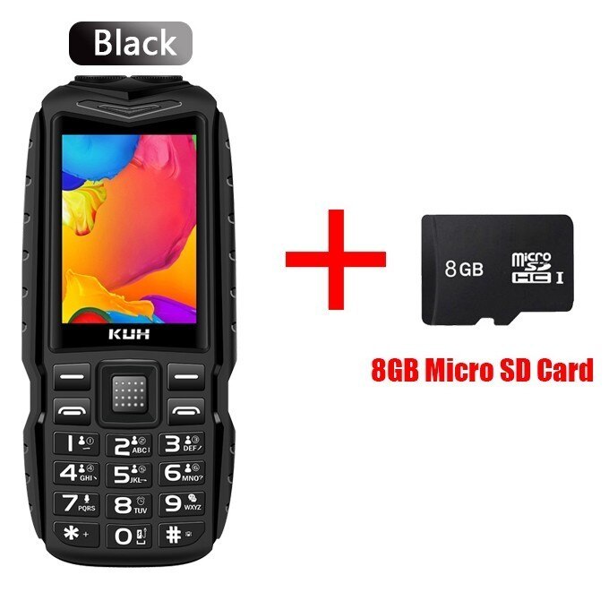 Russische Toetsenbord Fm Mobiele Telefoon 3800Mah Batterij Power Bank Dual Hoge Zaklamp Quick Dial Robuuste Dual Sim Mobiele Telefoons kuh T3: Russian keyboard / Black add 8GB card