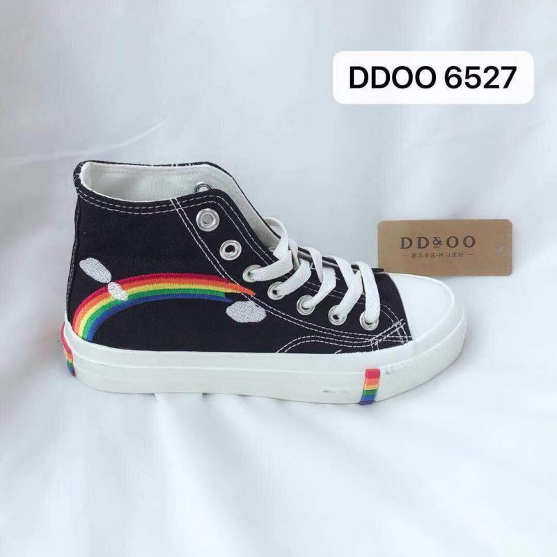 Swyivy kvinde lærredssko high-top regnbue snøre hvide sko dame fritidssko canvas sneakers kvindelige platform sneakers