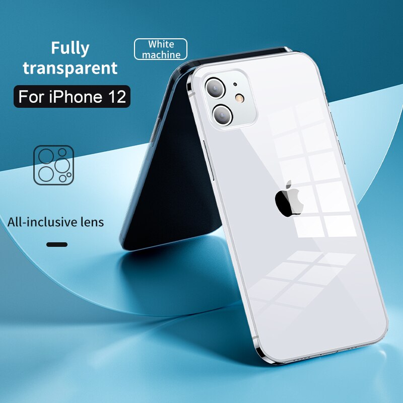 IHaitun-funda de cristal de lujo para iPhone 12 Pro Max, cubierta de cristal transparente ultrafina para iPhone 12Pro 12 Mini, borde suave: Transparent / For iPhone 12