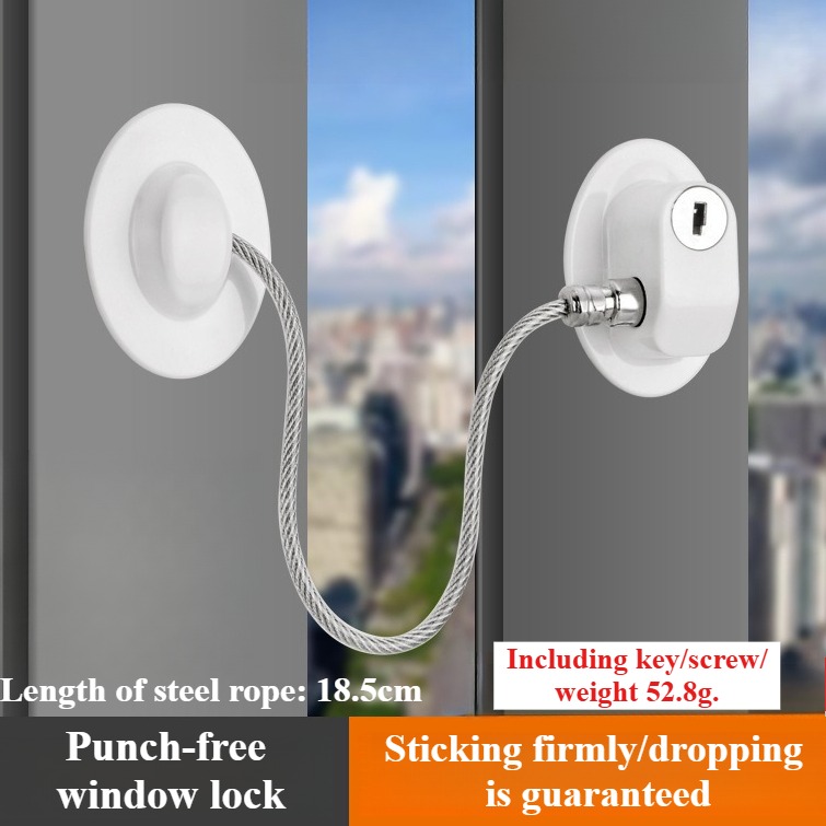 Fechadura de segurança infantil, trava dupla sem perfuração, limitador de janela, alumínio, porta, janela, fechaduras de segurança: CÉU AZUL