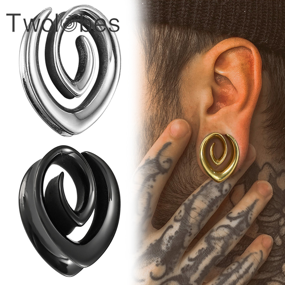 Twolobes, 2 uds., tapones de sillín simples en espiral, perchas, túneles, medidores para lóbulo estirado, Piercing en la oreja, joyería corporal para mujer, dilataciones