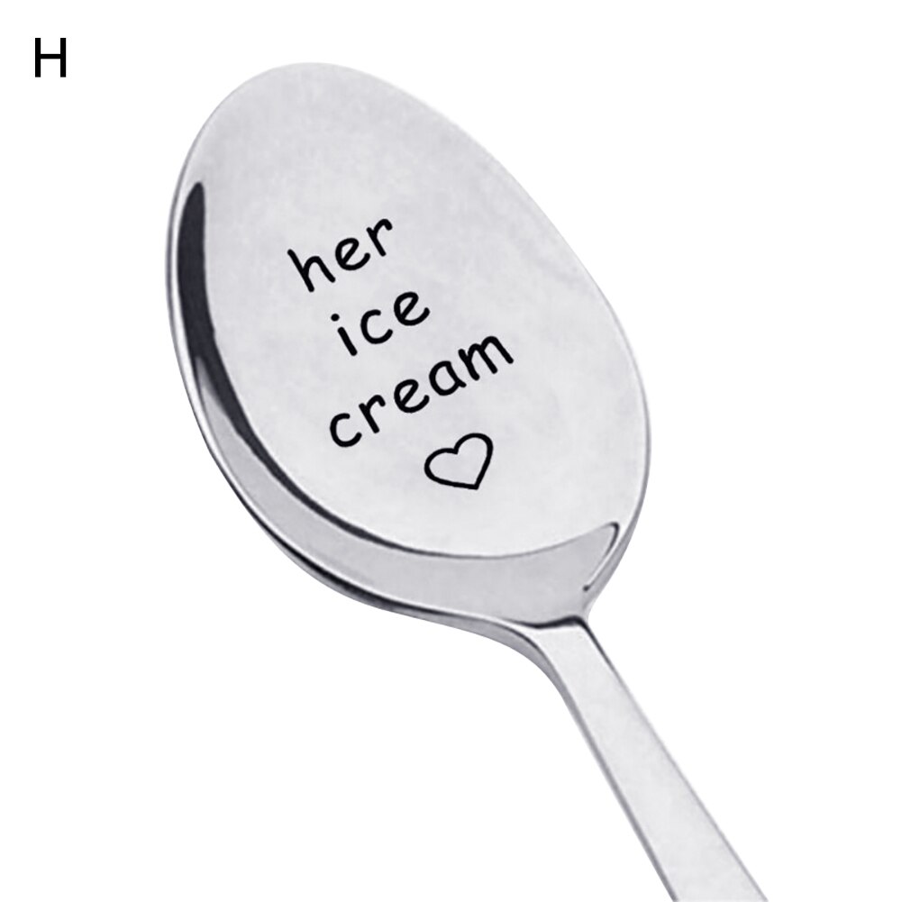 Portable Stainless Steel Peanut Butter Coffee Rice Tea Soup Spoon Couple Valentine's Day Drinking Tableware: H