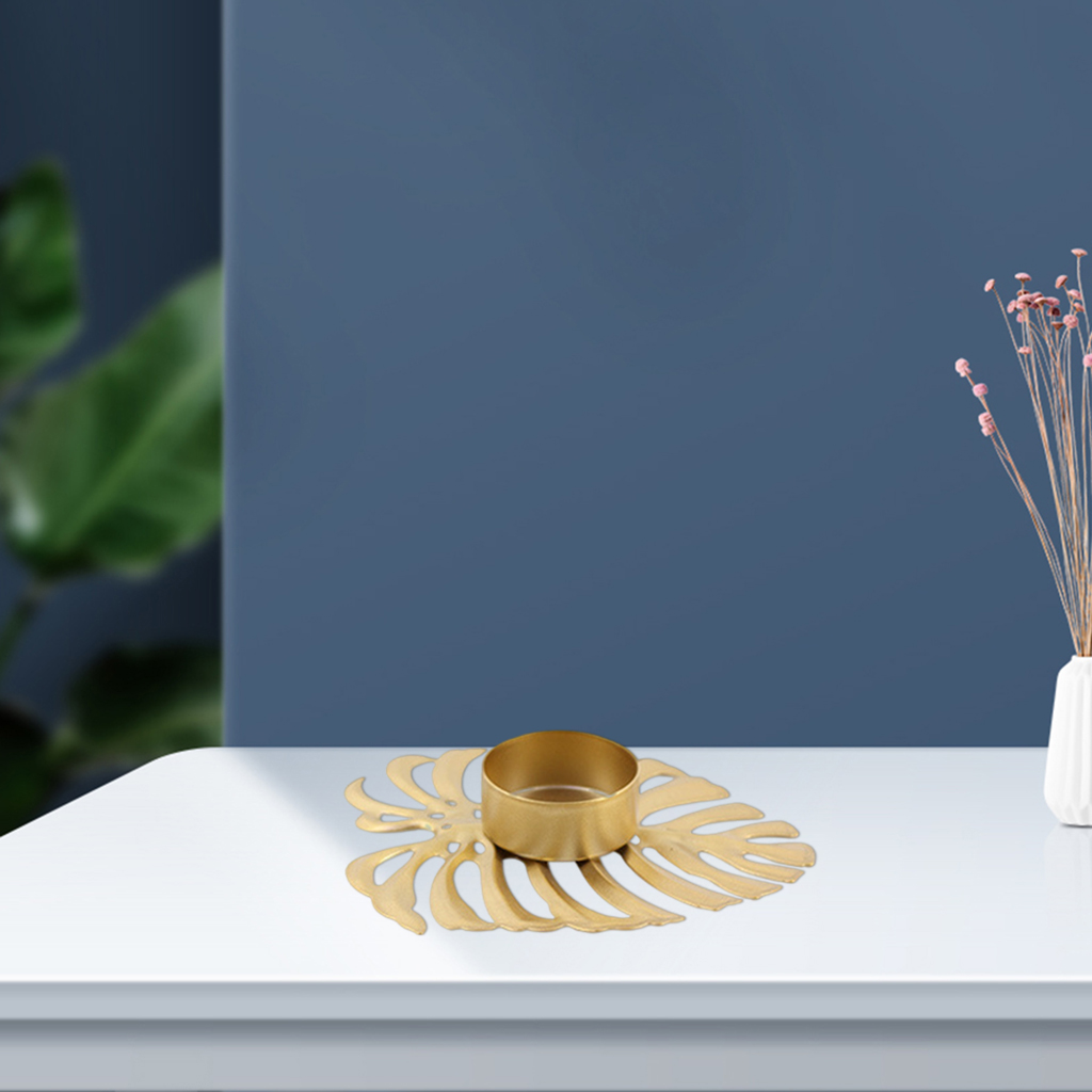 Porte-bougie en fer, artisanat, support de bougies de bureau plaqué or pour mariage: Gold B