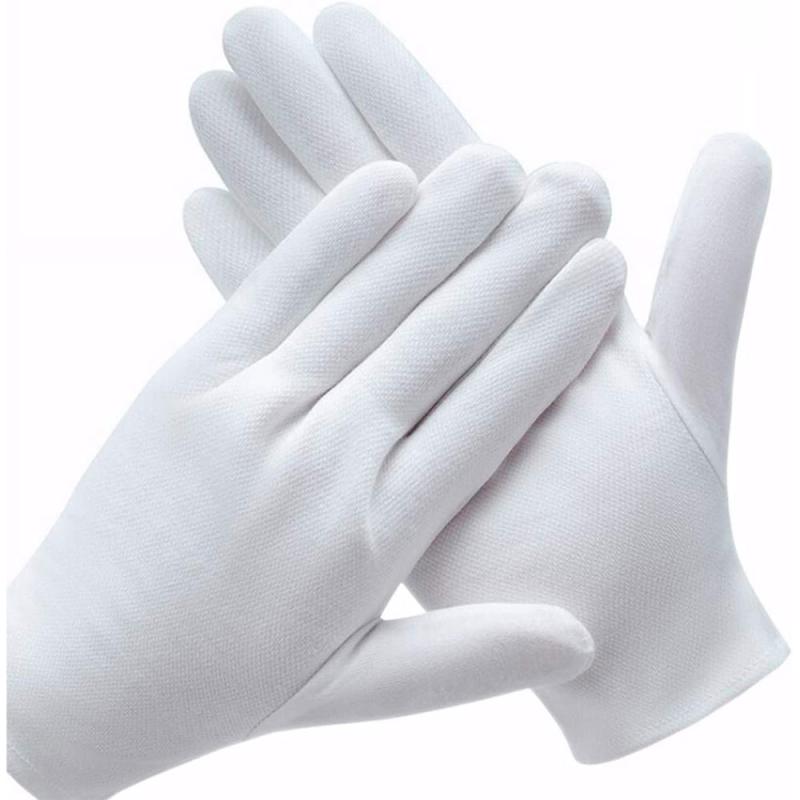1 Paar Witte Katoenen Handschoenen Werk Voor Droge Handen Handling Film Spa Handschoenen Ceremoniële Inspectie Handschoenen Motorfiets Accessorie TXTB1