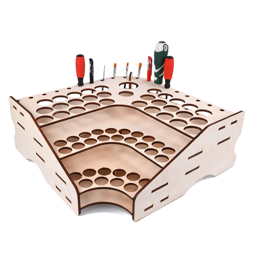 Estante de madera para pintura, soporte de almacenamiento para botellas de tinta de pintura, organizador de pigmentos, soporte para pinturas, pinceles, soporte para herramientas