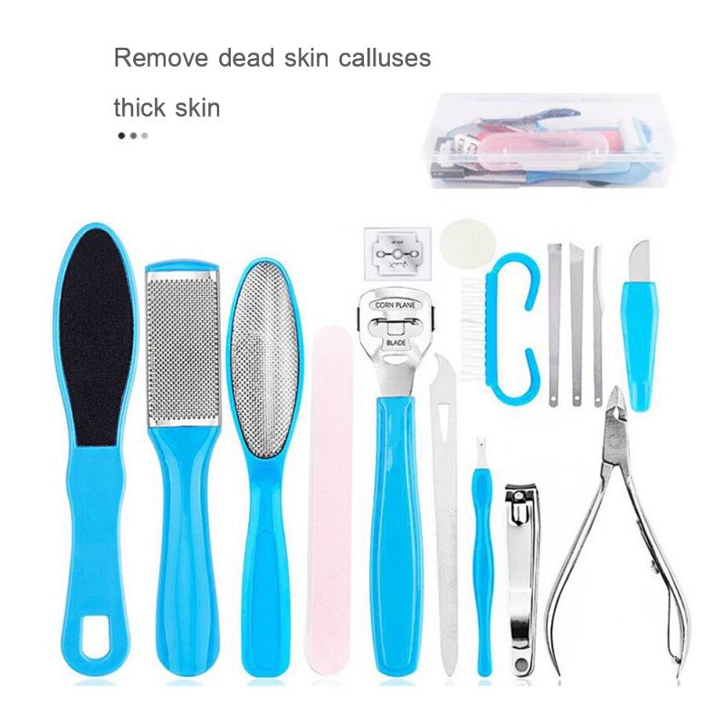 16/19/20 Pcs Foot Scrubber Pedicure Tools Kit Rasp Foot File Remover Set Feet Exfoliating Scrubber: 16pcs