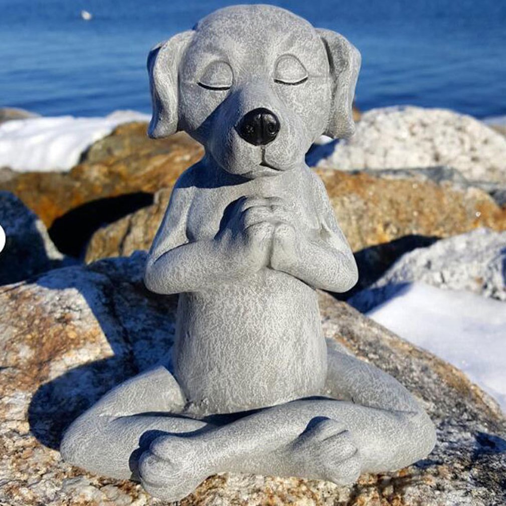 Meditation Yoga Dog Statue Collectable Exquisite Small Statues Home Office Desk Decoration Ornament Toy