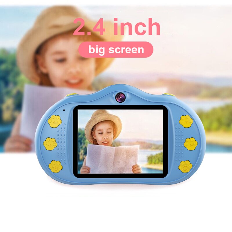 Mini-kindercamera met 2.4 inch scherm, 18mp dubbele lenzen, cartoon digitale camera voor kinderen, beste ondersteuning voor sd-kaart video-opname