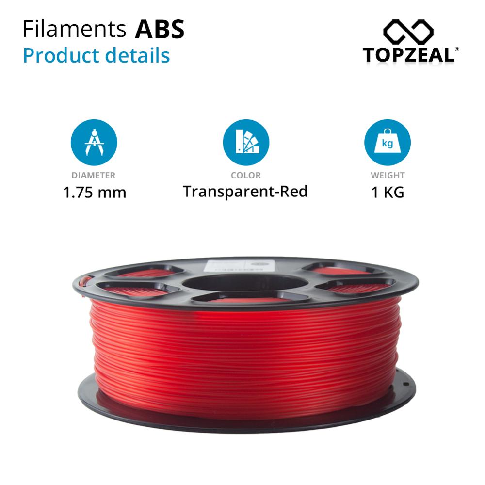 TOPZEAL ABS Transpare verrotten Farbe Filament ABS 1,75mm 1 KG/rollen Kunststoff Verbrauchs Material für 3D Drucker Filament