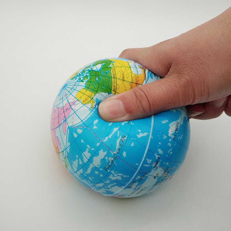 100Mm/63Mm Anti Stress Relief World Map Foam Bal Atlas Globe Palm Bal Planeet Aarde Bal Speelgoed voor Kinderen