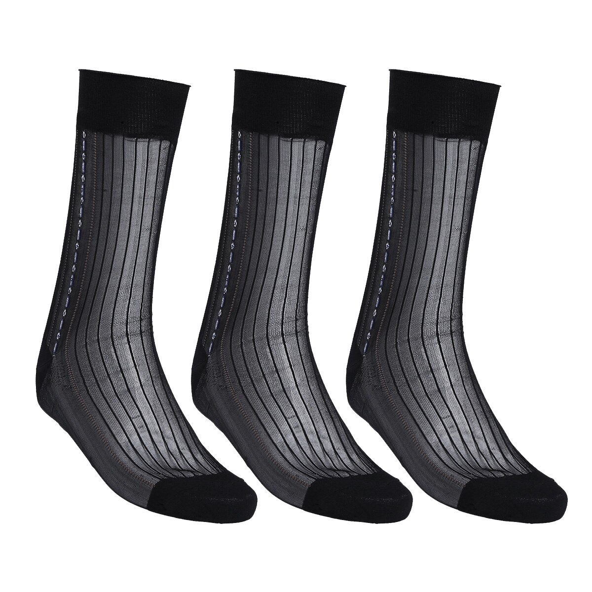 3 Pairs Men's Socks Ultra Thin Silk Socks Breathable Men Casual Summer Jacquard Sheer Silk Socks Mens Business Dress Suit Socks: Black