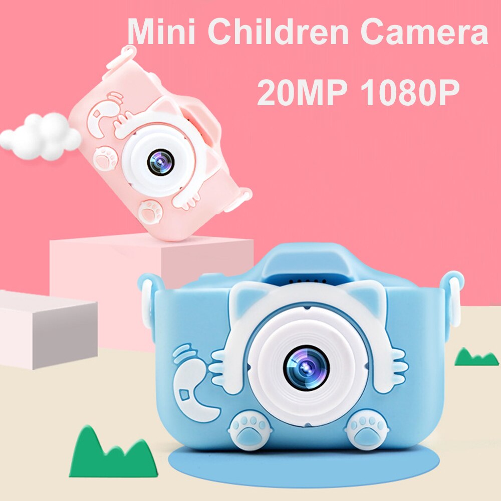 Mini Enfants Caméra 20MP 1080P Petit Dessin Animé Numérique Appareil Photo REFLEX 2.0 Pouces IPS avec Écran Avant et Arrière Double Caméras