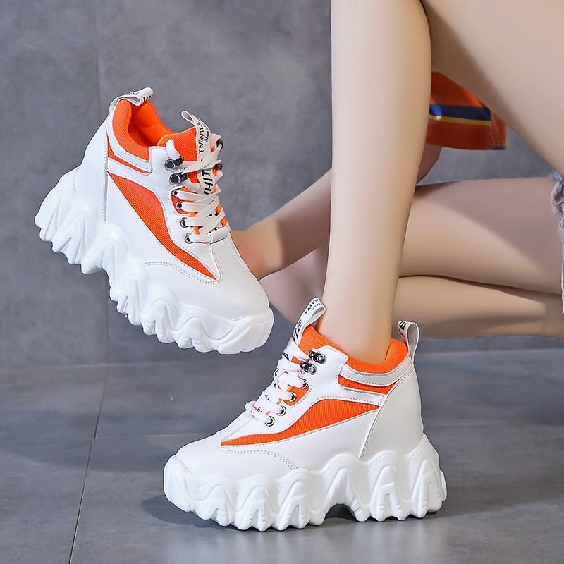 Chunky Sneakers For Women Ulzzang Platform 10cm Super High Wedge Shoes Woman Casual Shoes Ladies Trainers Female