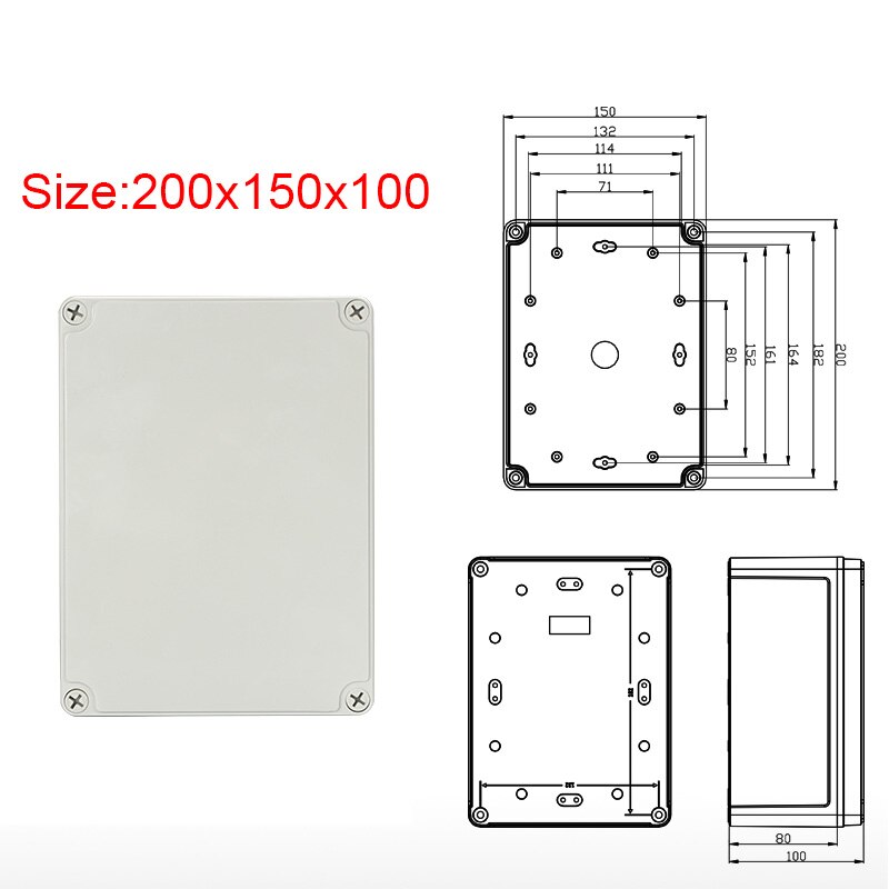 IP67 Waterproof Electrical Junction Box ABS plastic Enclosure Case Outdoor Distribution box for CCTV Camera: 200x150x100