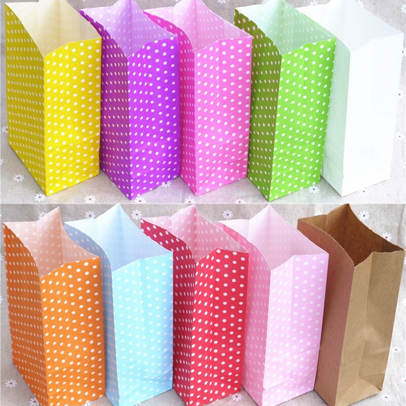 Papiertüte, farbe, wellenform, punkt, quadratischer boden, stehend, brot, kuchen, süßigkeiten, verpackungsbeutel, partyessen, backzubehör