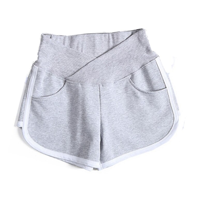 Sommer kvinder gravide korte bukser gravid shorts gravid lavtaljede fritidssport plus size pantalon bukser dametøj: Grå / M