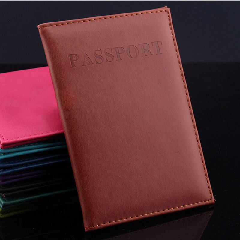 cuir artificiel porte-passeport Couple modèles femmes voyage passeport couverture unisexe porte-cartes homme 1 pièces: Marron