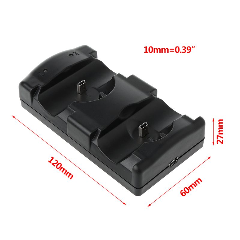 Black Universal USB Powered Dual Double Charger Dock Stand Charging Station for PS3 Move Wireless Controller