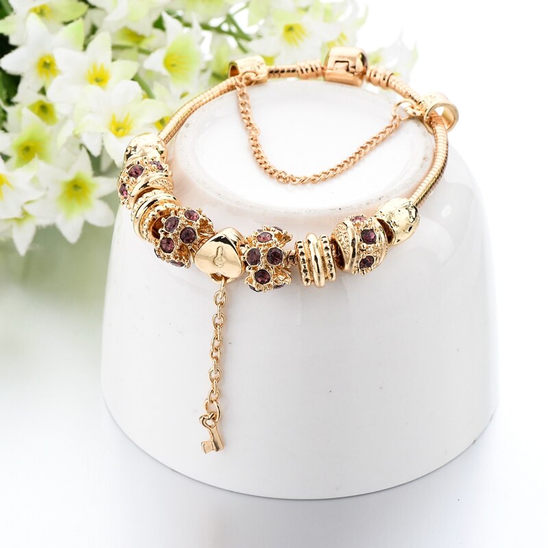 Yada trendy gouden sleutelvorm diy armbanden en bangles voor vrouwen kettingarmbanden bedel kristal sieraden armband  bt200368