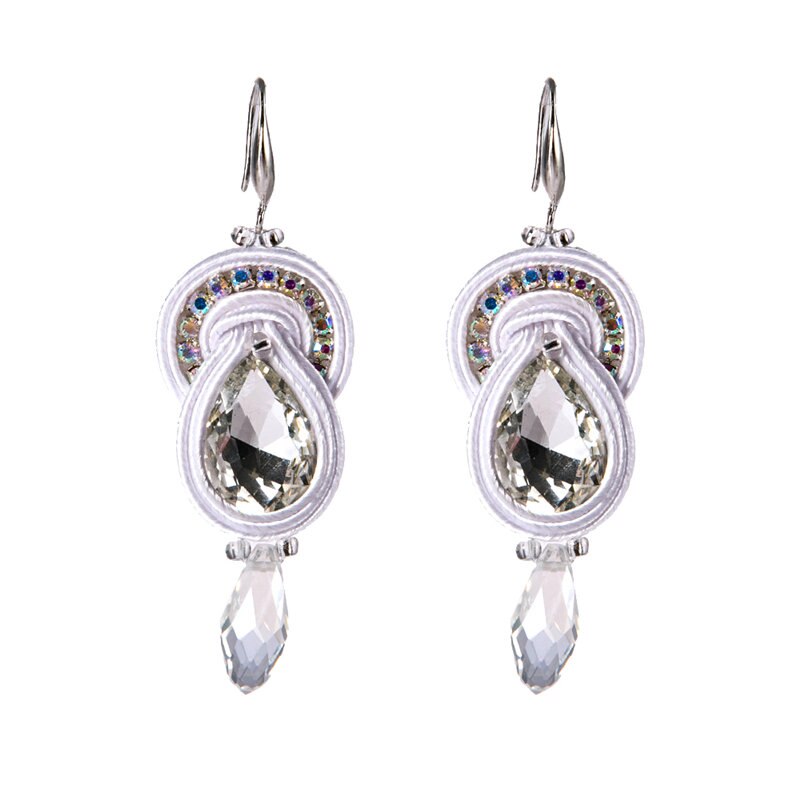 KPACTA Ethnic Feature Style Earrings Jewelry For Women Soutache Handmade Weaving Big Hanging Earring Party: white
