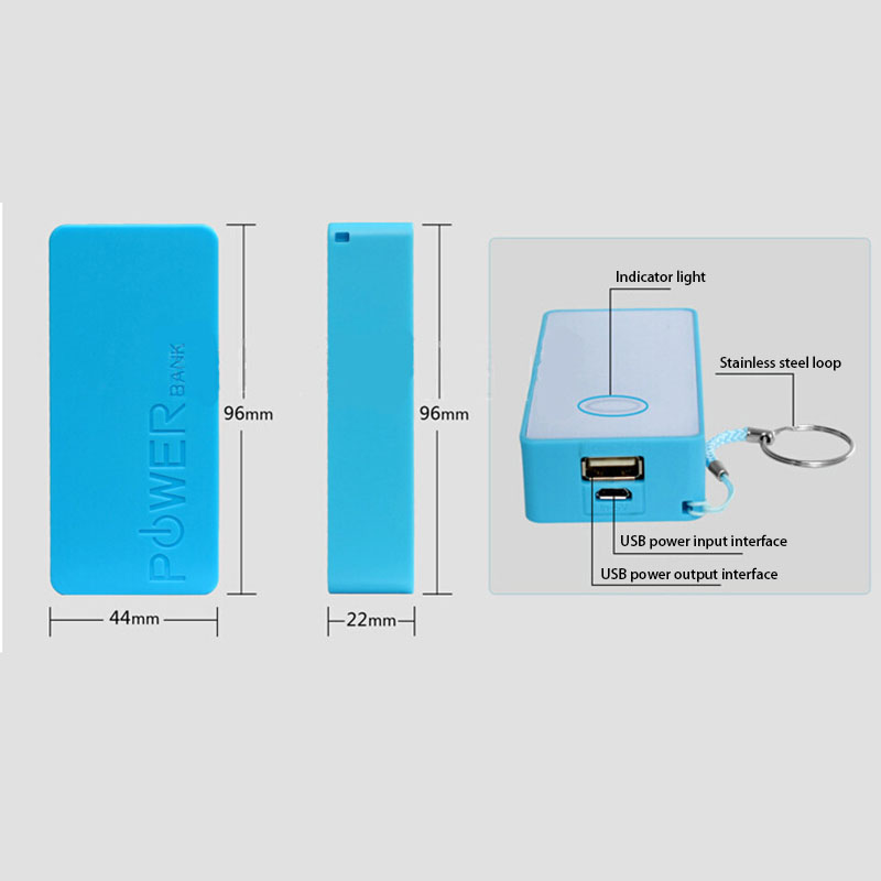 2 x 18650 enkelt usb diy bærbart plastbatteri power bank shell case box powerbank box til diy kit powerbank 18650 5600 mah