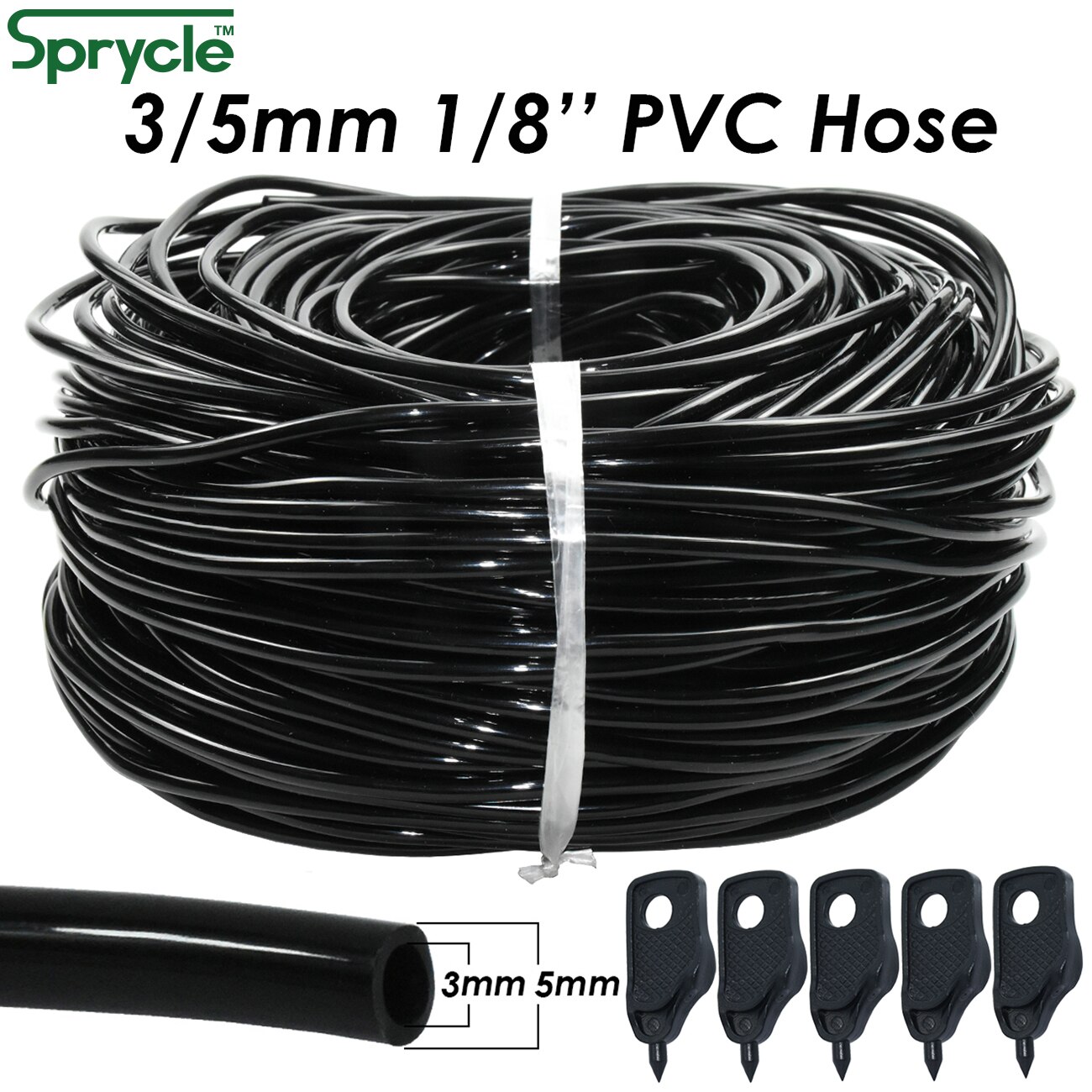 SPRYCLE 10-120M 3/5mm PVC Schlauch Micro Drip Bewässerung System w/ Puncher 1/8&#39;&#39; Garten schläuche Rohr Pfeil Tropf Pflanzen Gewächshaus