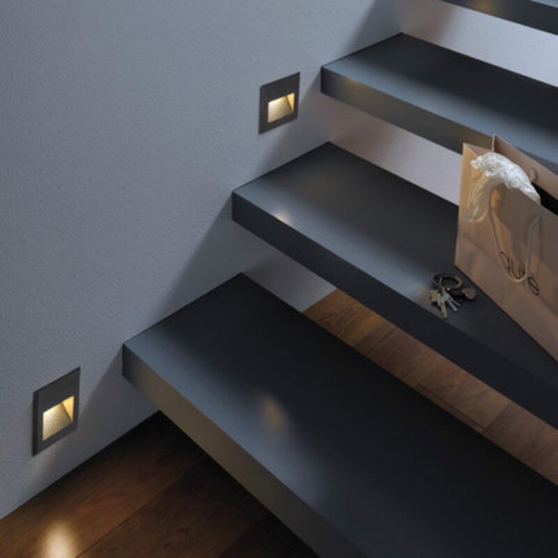 modern led step light waterproof outdoor stair lighting aluminum black square floor wall recessed corner lights fixture