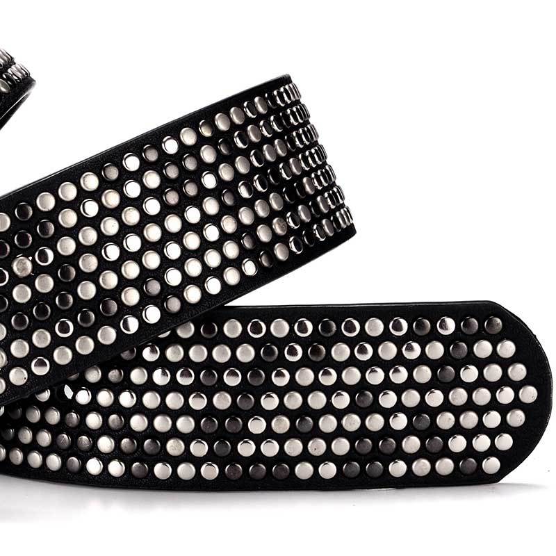 Ceinture large pour femmes en croûte de cuir PU, avec rivets rétro, ceinture large sauvage, style européen et américain