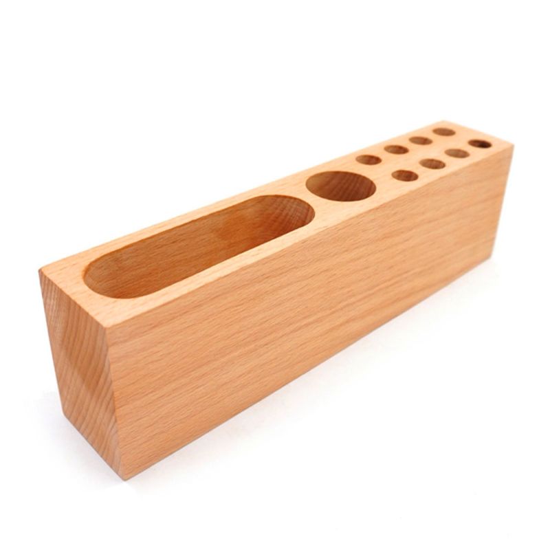 KIRIGEN Solid Wood Storage Box Flat Tray, Office Supplies, Desktop Organizer, Large Capacity, Wooden Desk Organizer 3D2C Brown