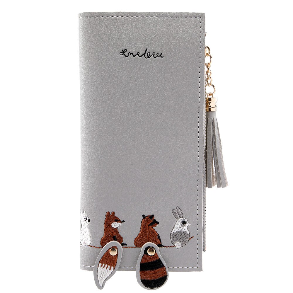 Mulheres Gato Raposa Carteira Longa Tassel Coin Purse Cartão Titular Do Cartão de Titulares de Cartão de Bolsa de Negócios Pacote Визитница #15