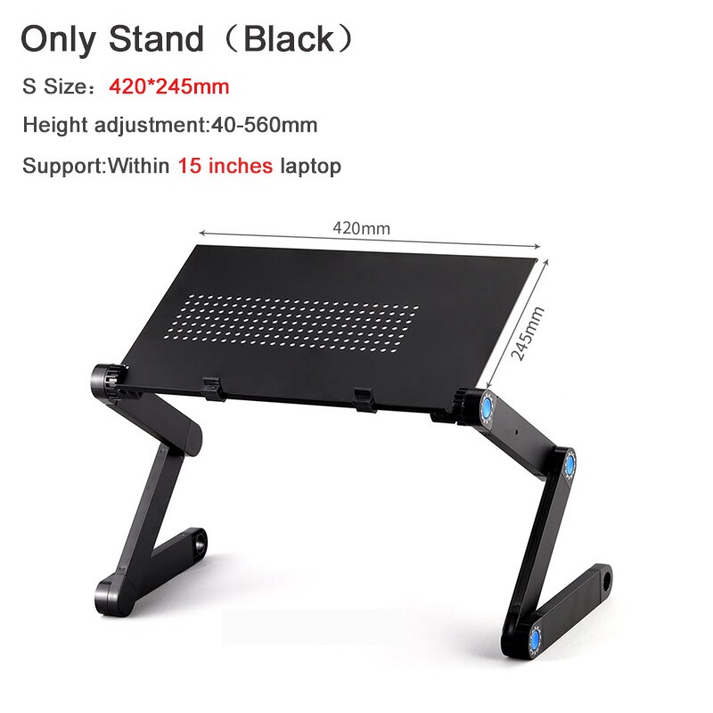 Adjustable Laptop Stand For Bed Aluminum Adapdesk Standing Desk Support Notebook Stand Base Laptop Holder With Mouse Pad Table: stand black S