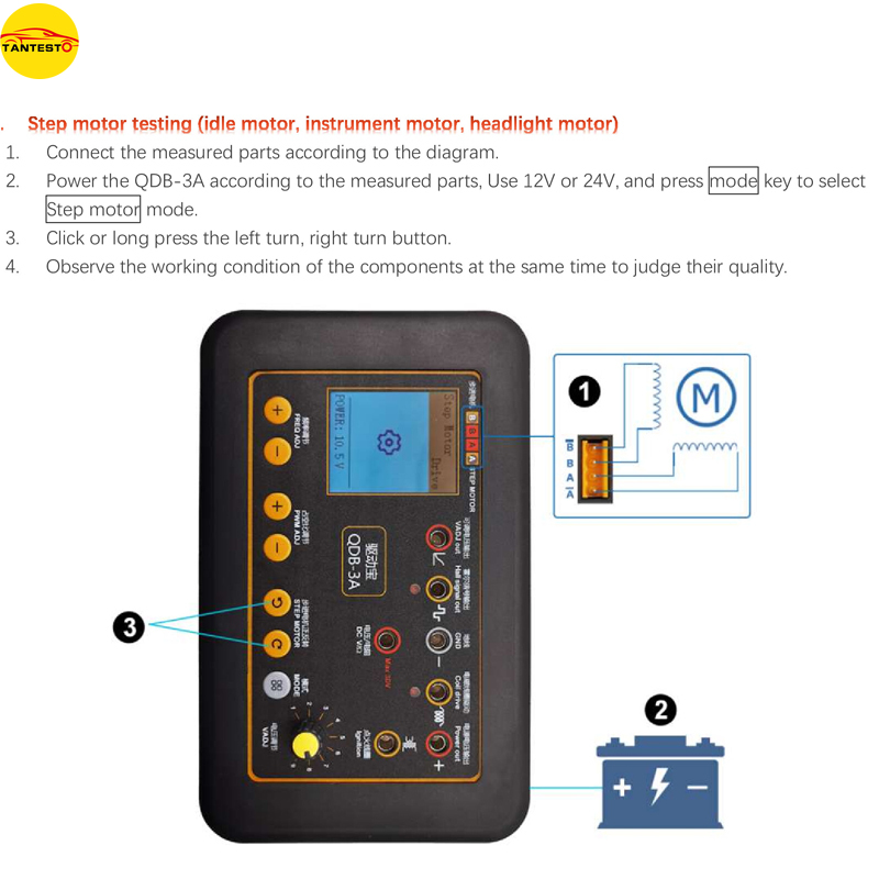 QDB 2A 3A 12~24V Ignition Coil Test Injector Tester Automobile Actuator Fault Detector Stepper Motor Instrument Diagnostic Tools