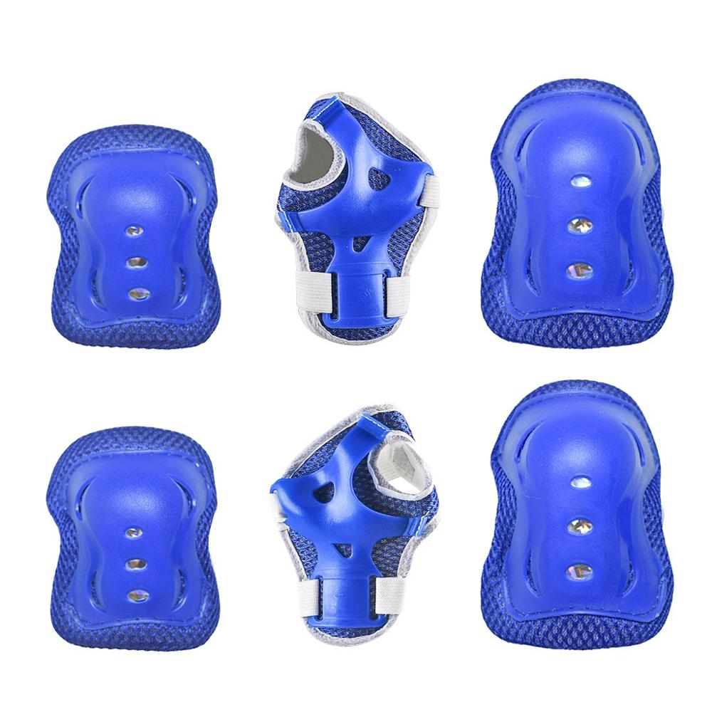 Kids Scooter Roller Ski Skate Protection Kit Skating Knee Pads Wrist Elbow Pads for 5-10 years old children: Blue