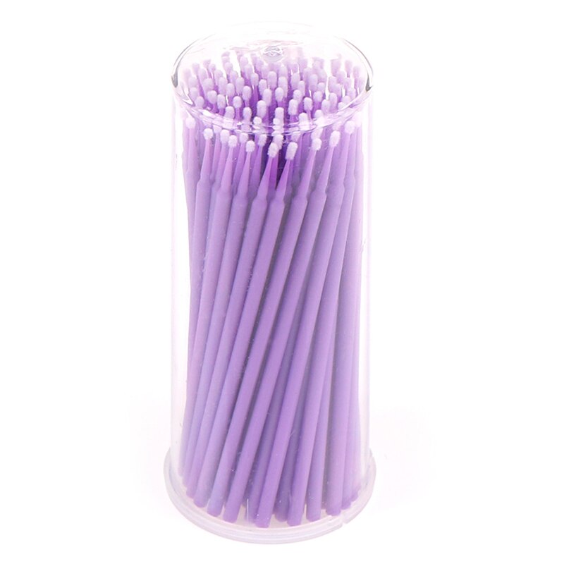 100 Stks/pak Wattenstaafje Microbrushes Wimper Extension Duurzaam Micro Individuele Applicators Wattenstaafje Wegwerp Make-Up Kwasten: plum