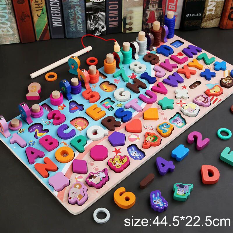 Giocattoli educativi in legno Montessori per bambini scheda matematica conteggio della pesca numeri forma digitale abbinamento educazione precoce giocattoli regalo per bambini: A015