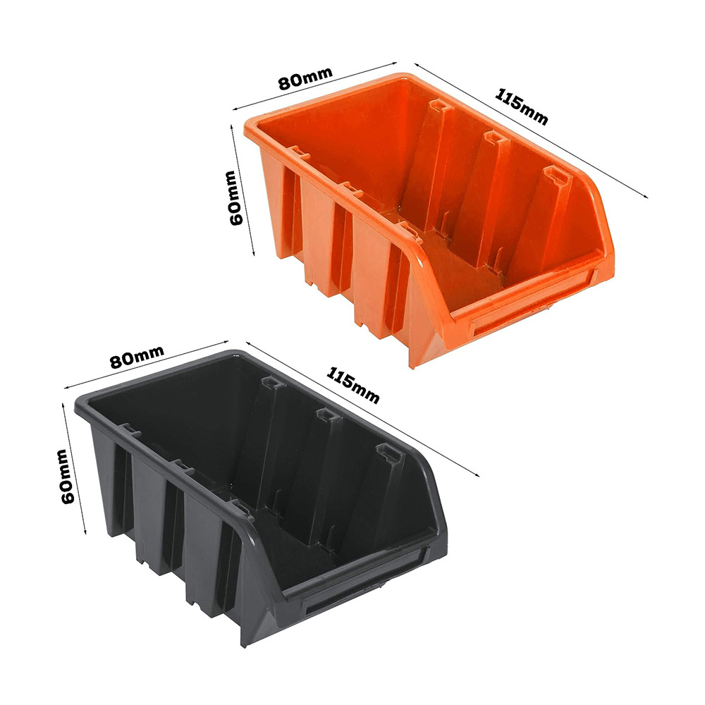 Wall Mounted Storage Bins 28-Bin Parts Rack Organizer Garage with 2PCS Wall Panels Hooks Plastic Shop Tool for Screw Nails
