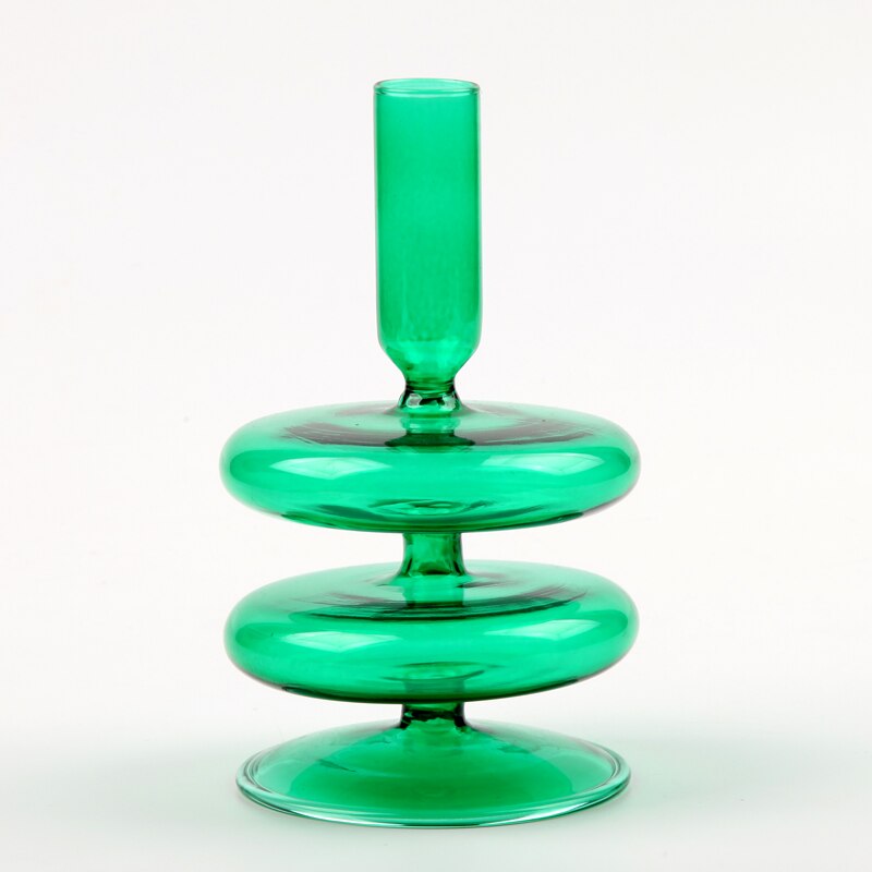 Bougeoir en verre de Votive pour chandelier dîner bougies délicates fête centres de Table de mariage décoration de chambre à la maison: Green 2tier