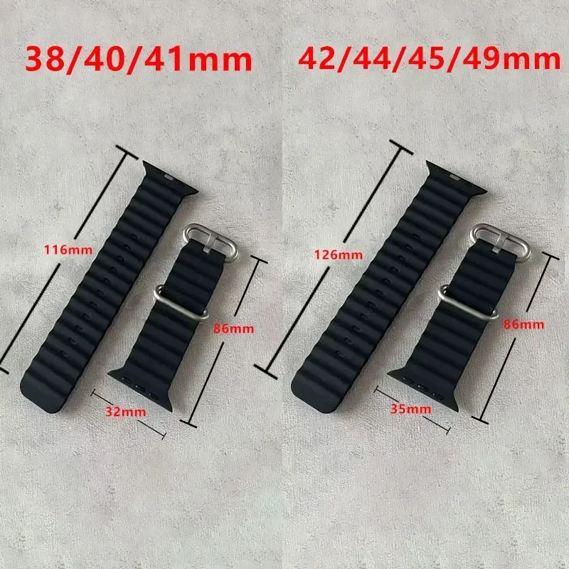 Ocean Strap For apple watch band 44mm 45mm 49mm 40mm 41mm S10 42mm 46MM Silicone Belt iWatch Ultra 2 8 7 6 5 Bracelet Watchband