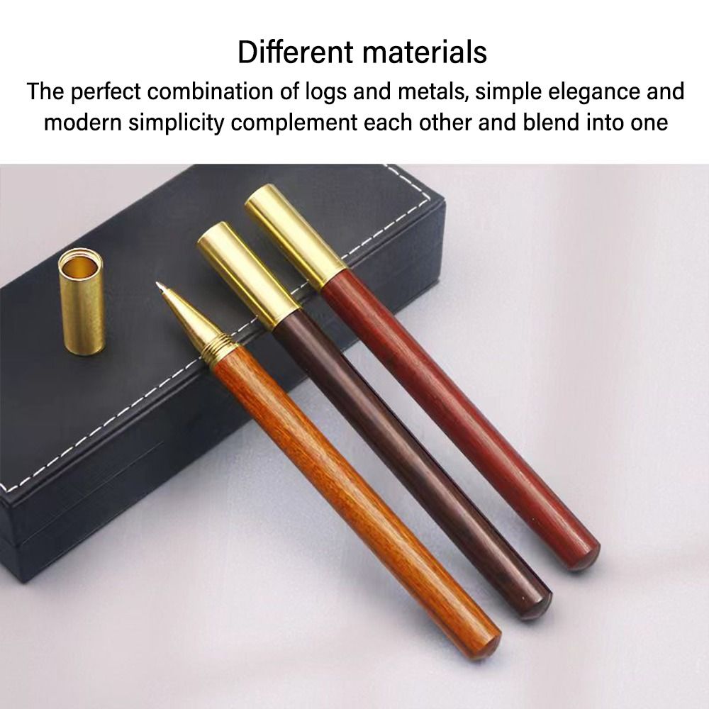Vintage Houten Balpen 0.5Mm Zwarte Inkt Retro Metalen Pet Gel Pen Briefpapier Gereedschap School Kantoorbenodigdheden